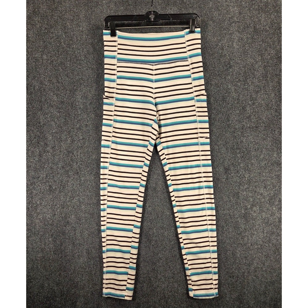 Kickee Luxe Pocket Leggings Women M Striped Bamboo Cotton Anti Roll Waistband